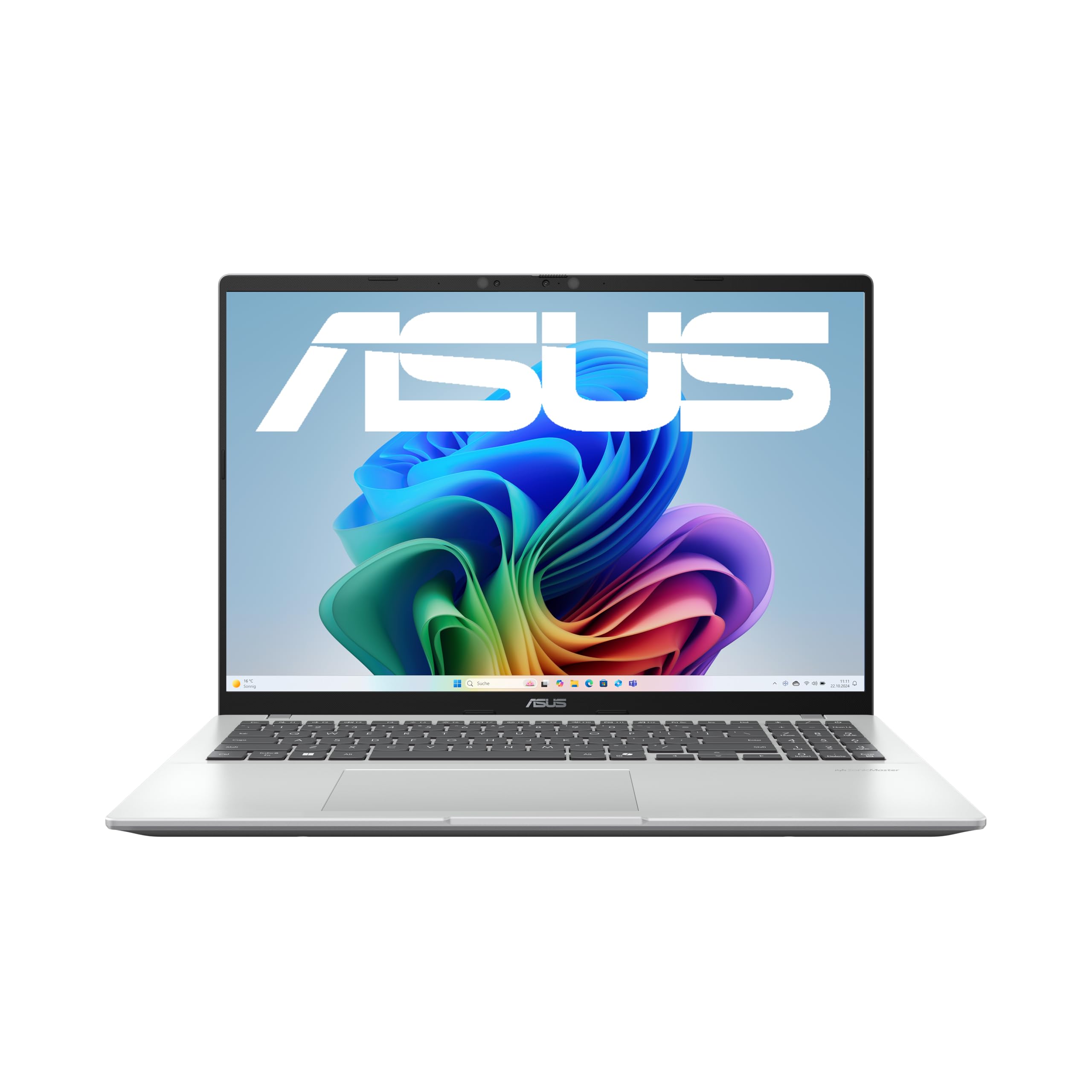ASUS Vivobook 16 X1607QA Laptop, Snapdragon X X1-26-100, 16 Zoll WUXGA IPS Display, 16GB RAM, 512GB SSD, QC Adreno GPU, Win11 Home, Cool Silver