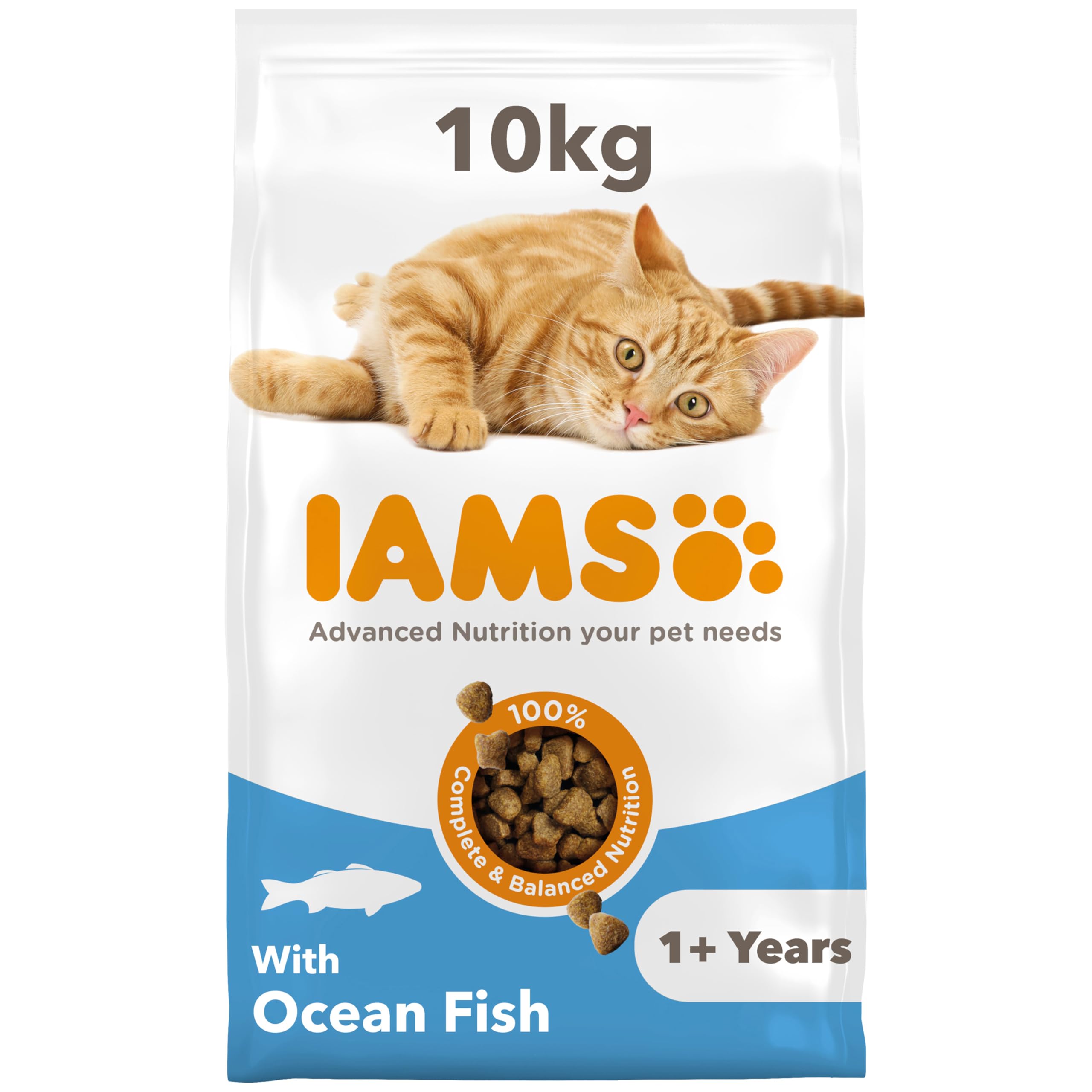 IAMS Adult Complete Dry Cat Food Ocean Fish 10kg - Supports Strong Immune System
