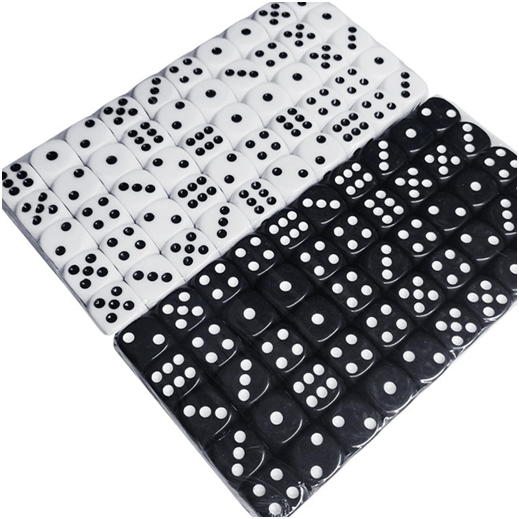 Hotooldo 100 Count Game Dice Set with Round Edge, Assorted Colored 16mm Solid Colorful Acrylic Dice for Home, Party Favors (50 Black and 50 White Multicolor)