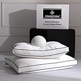 DOWNSTORIA Feather Down Pillows King Size Set of 2 with Gusset, Luxury Hotel Collection Bed Pillow 2 Pack, Down Surrounded Pillows for Sleeping, Soft Fluffy for Side, Back Sleepers 20x36 in.