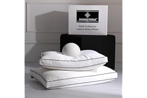 DOWNSTORIA Feather Down Pillows King Size Set of 2 with Gusset, Luxury Hotel Collection Bed Pillow 2 Pack, Down Surrounded Pillows for Sleeping, Soft Fluffy for Side, Back Sleepers 20x36 in.