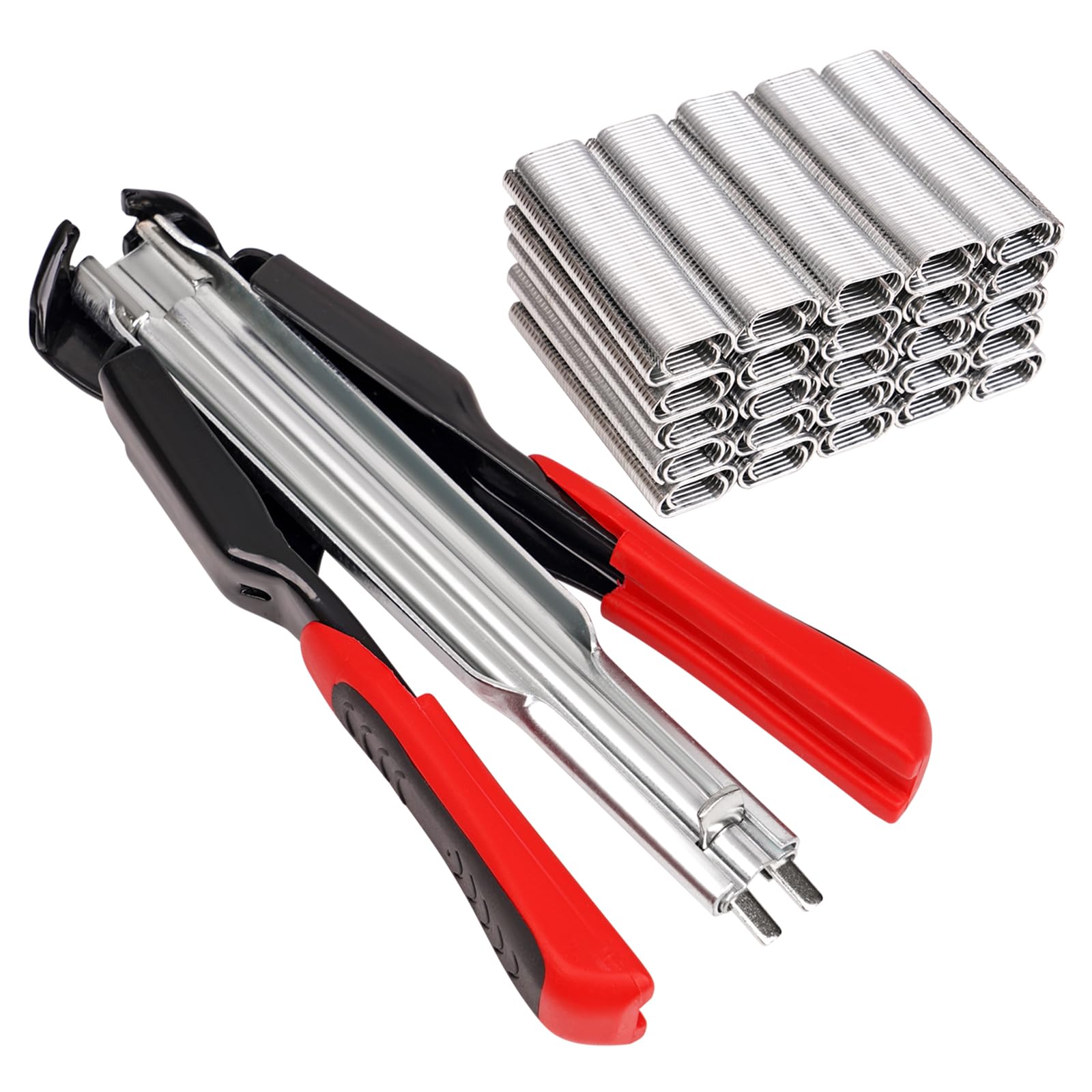 MUYIRTED Hog Ring Pliers Automatic Fencing Pliers with 2500pcs C Clips, Wire Cage Clips Plier Kit, Fencing Tools for Gardening Wire Fence, Metal Chicken Cage, Pet Cage, Securing Tools