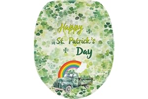 Luarisgur Happy St Patricks Day Toilet Seat Covers for Bathroom Decor Toilet Lid Cover Thick Fabric Soft and Absorbent Elongated Round and Oblong Toilet Seat Cover Machine Washable Toilet Seat Cover