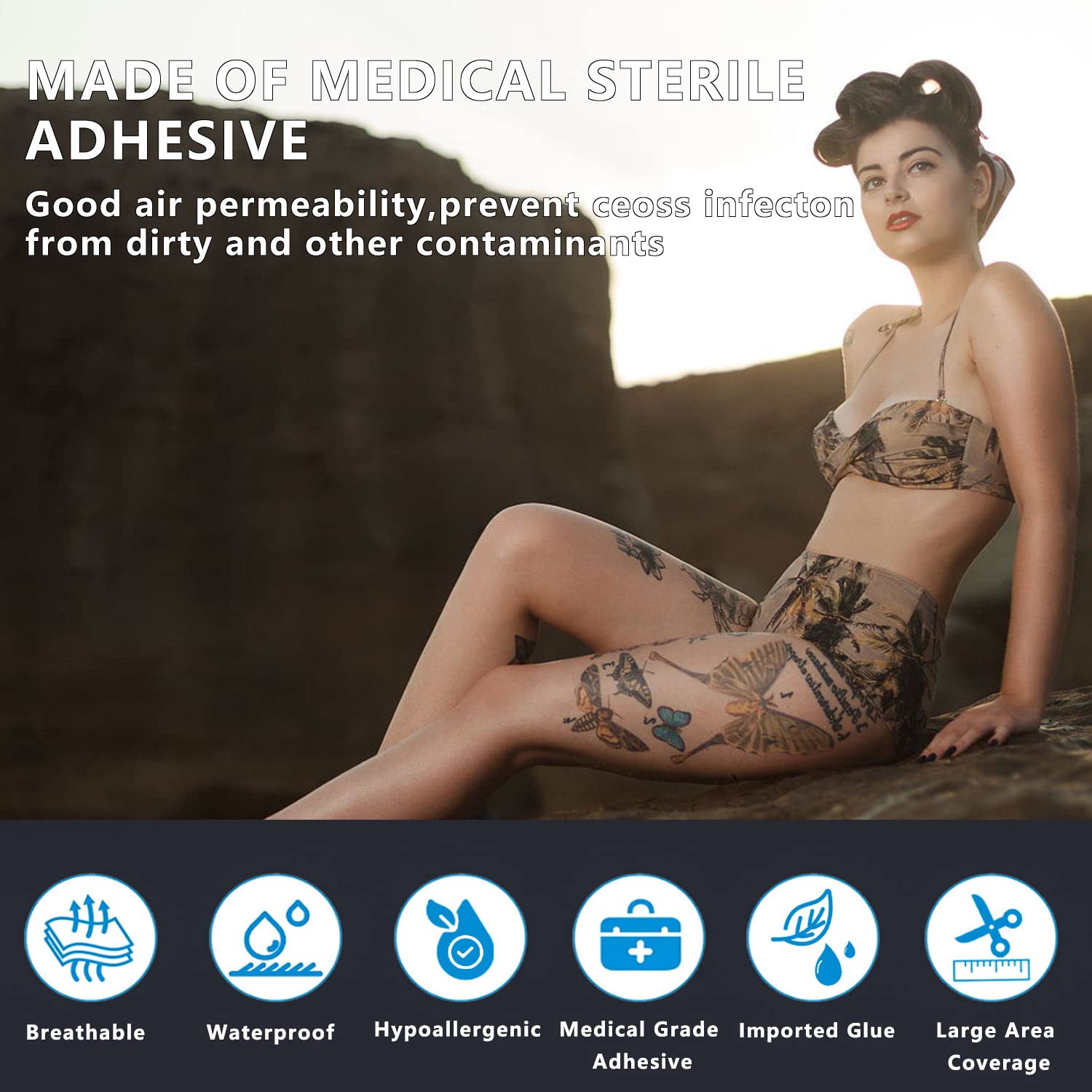 Gozahad Tattoo Aftercare Bandage | 6 in x 1 yd | Clear Adhesive Wrap Second Skin Protective Waterproof Tattoo Film Transparent Product tattoo Bandages
