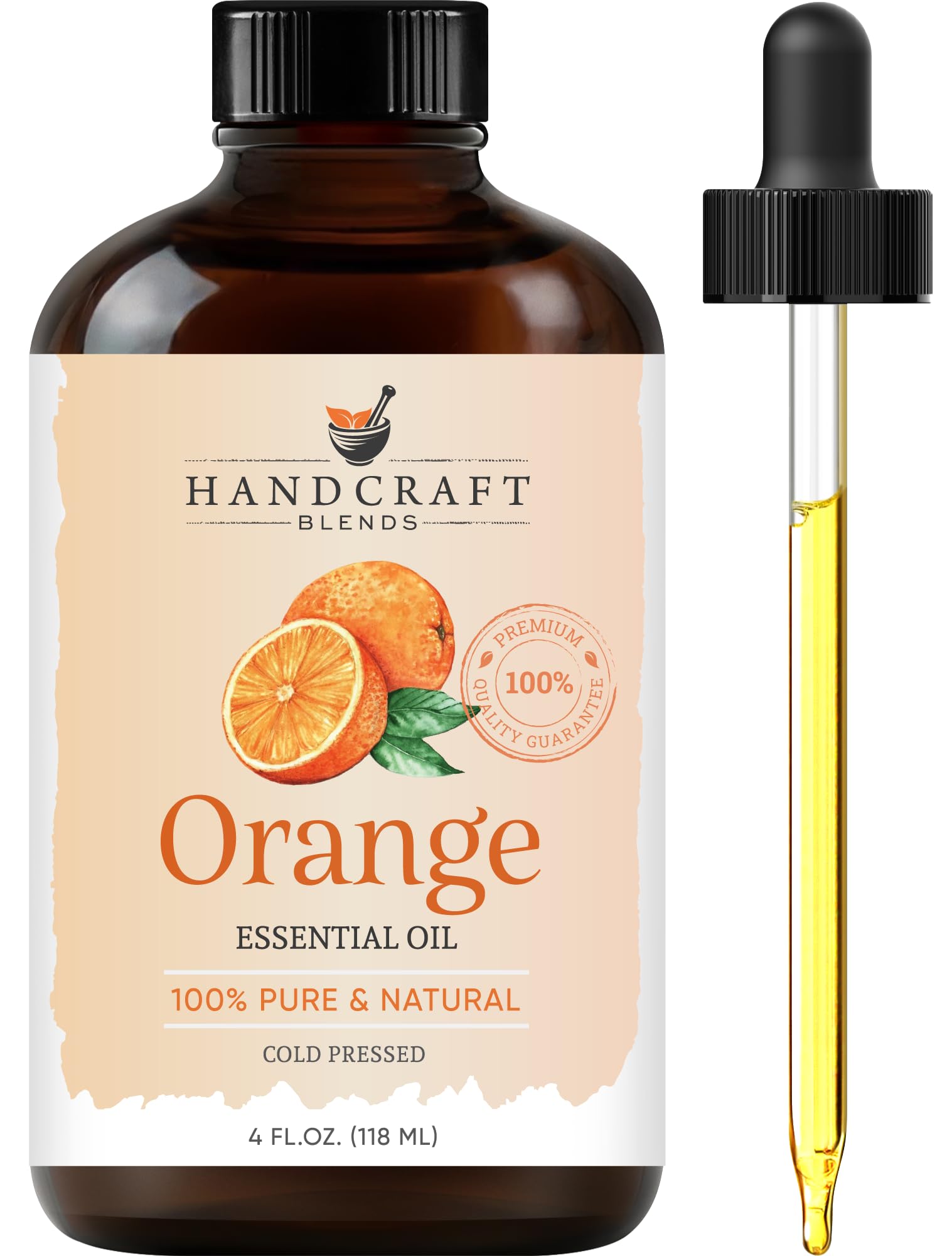 Handcraft Blends Sweet Orange Essential Oil - Huge 118 ml - 100% Pure and Natural - Premium Grade with Glass Dropper