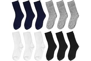 Falari 12-Pack Boy Toddler Kids Cotton Crew Socks