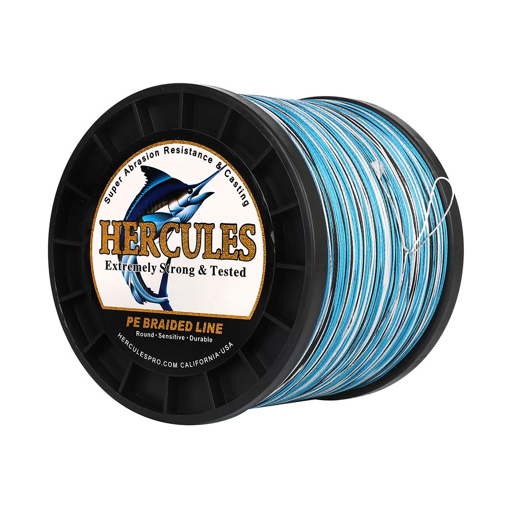Hercules Braided Fishing Line 2000m 2187yds 10lbs-200lbs Pe Superline 8 Strands (Blue Camo 90lb/40.8kg 0.50mm) — image 1