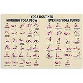 FOLIUMK Yoga Poses Poster Yoga Beginner Workout Chart Home Fitness Decor12x18inch(30x45cm)