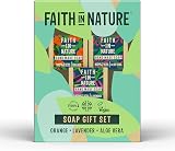 Faith In Nature Gift Set 3 x 100g Vegan Handmade Soap Orange Lavender Aloe