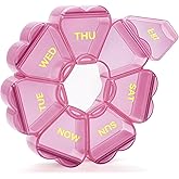 Daily Pill Organizer - Cute Supplement Pill Organizer 7 Day, Weekly Pill Case for Travel, SHIJOINYU 1 Time a Day Pill Dispens
