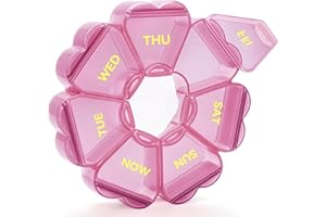Daily Pill Organizer - Cute Supplement Pill Organizer 7 Day, Weekly Pill Case for Travel, SHIJOINYU 1 Time a Day Pill Dispens