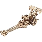 UGEARS Dragster Car Model Kit - Top Fuel Dragster Model Kits 3D Puzzle with Powerful Spring Motor - Drag Racing Model Car Kits 3D Puzzles for Self-Assembly - 3D Wooden Puzzles for Adults and Kids