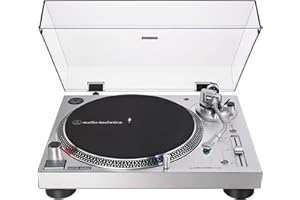 Audio-Technica AT-LP120XUSB Direct-Drive Turntable (Analog & USB), Silver, Hi-Fidelity, Plays 33-1/3, 45, and 78 RPM Records,