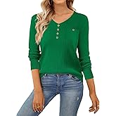 Allegra K Women's Casual Office Fall Sweater 2025 Long Sleeve Button Decor V Neck Ribbed Knit Top