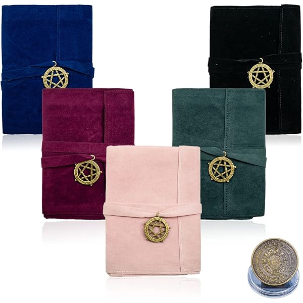 CREATCABIN 2 Sacs Velours Tarot - Cube Metatron - 16,5x15 Cm - Rangement Cartes, Runes, Cristaux - Cordon Serrage - Noir