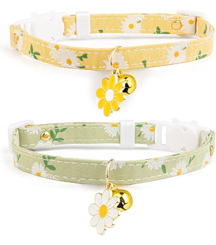 Floral Cat Collars With Bell Adjustable Breakaway Kitten Collar Safety
