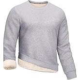 Gihuo Mens Sherpa Lined Sweatshirt Fleece Crewneck Sweatshirts Winter Warm Pullover