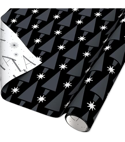 FIEHALA Reversible Christmas Wrapping Paper Jumbo Roll - Black