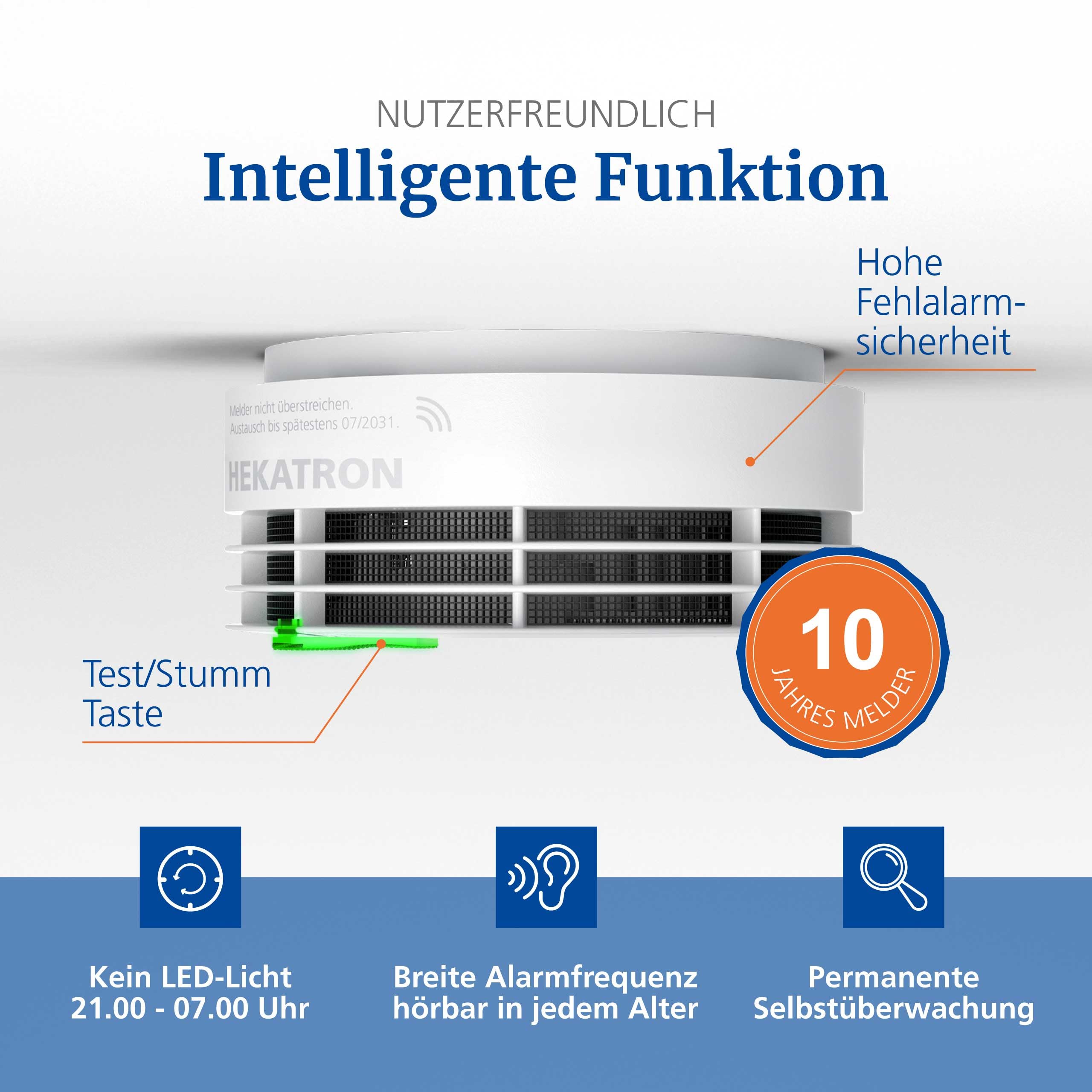 Hekatron Genius Plus X – Rauchmelder 10 Jahre Batterie – optional Funk vernetzbar – Testsieger Stiftung Warentest – Made in Germany – Funkrauchmelder – mehrsprachig – 1 Stück 5