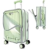 Clear PVC Suitcase Cover Protector, Carry on Luggage Protective Covers for Wheeled Suitcase Waterproof Dustproof Anti-scratch, Special Designed for 20" Luggage with Front Open Pocket, No Disassembly