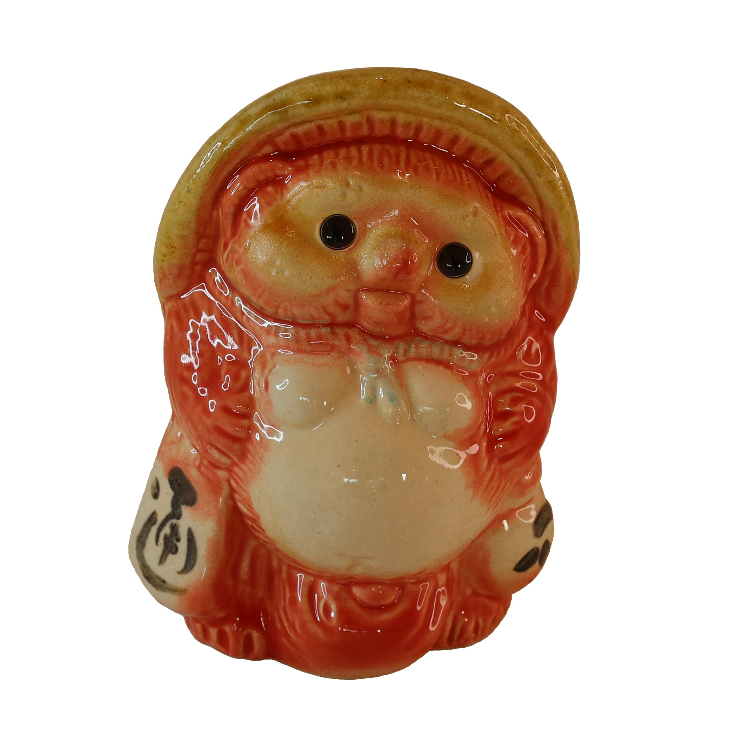 ninjaroma Shigaraki Ware Raccoon Dog Figurine Lucky Lucky Raccoon Dog Figurine Lucky Charm Pottery Made in Japan Koga Shigaraki (Red)