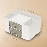 RISEMART Desk Organiser with 2 Drawers White 19.5x14x10cm Pen Holder view 3