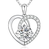 Moissanite Heart Pendant Necklaces for Women,D Color VVS1 Moissanite Jewelry,925 Sterling Silver Gold Plating,Wedding,Anniversary,Birthday,Gifts for Wife Her Mom Girlfriend