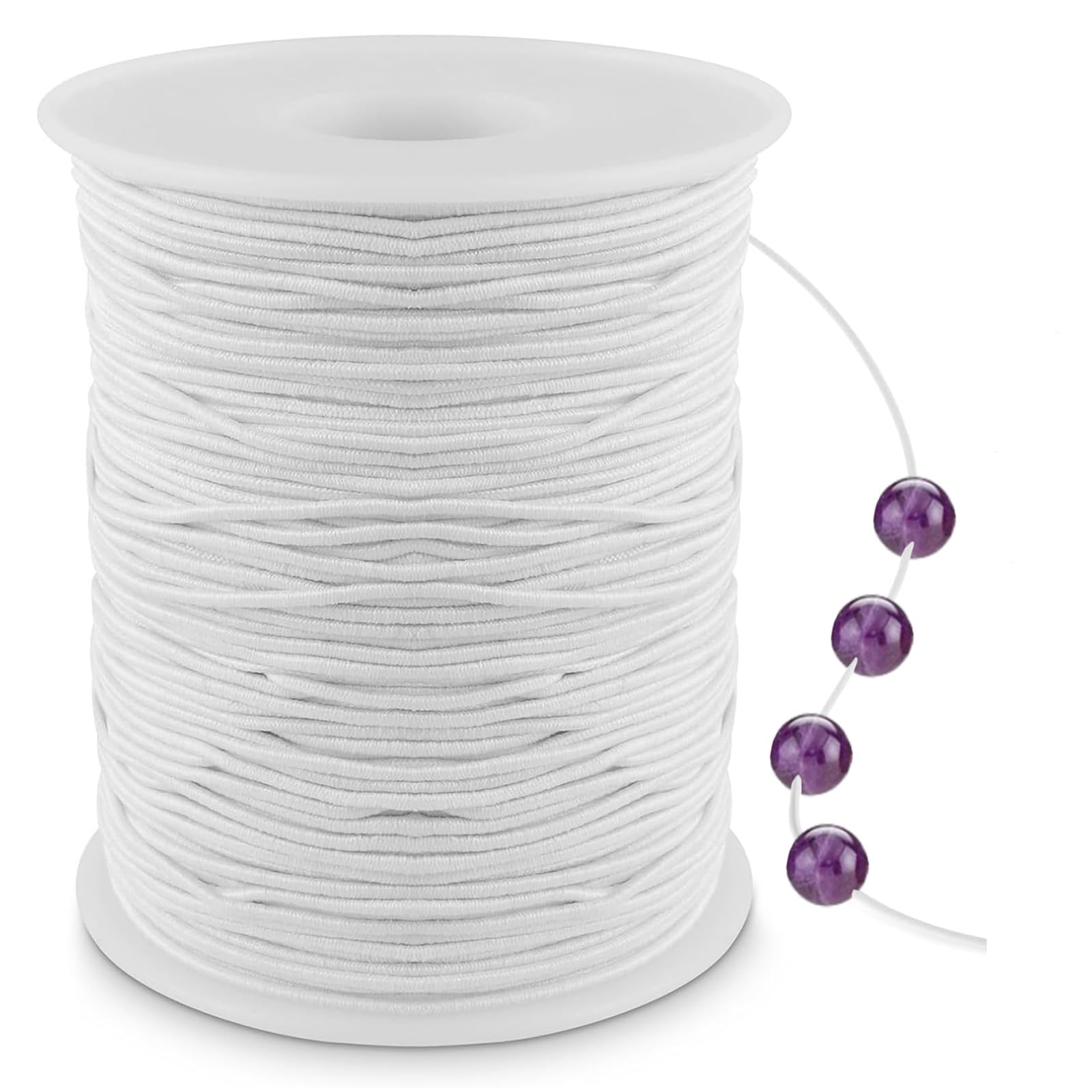 1 Roll 100 m Nylon Cord, Nylon Beading Thread for Bracelets, Elastic Band for Bracelets, 1 mm Elastic Band, Stretch Cord for DIY Jewellery Making (White)