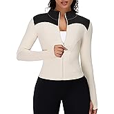 BMJL Womens Long Sleeve Workout Jackets Zip Up Shirts UV Sun Protection Tops Fitness Clothing(L,Apricot)