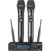 Camola Wireless Karaoke Microphone Kit, Professional UHF Handheld Metal Dynamic Microphones Systems, 200ft Range, Adjustable Channels, Dual Mics Inalambrico for Church Singing DJ Wedding