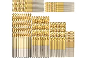 Hymnorq 60-Piece Mini Twist Drill Bit Set – 3/64", 1/16", 5/64", 3/32", 7/64", 1/8" – Titanium-Coated HSS 4341 – Fully Ground