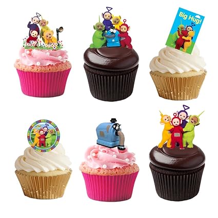 24 Stand Up Teletubbies Premium Edible Wafer Paper Cake Toppers