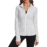 Lightbare Women’s Zip Up Athletic Jackets Lightweight Slim Fit with Pockets Thumb Holes for Workout Gym Running Yoga
