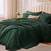 Velorose Queen Comforter Set Emerald Green - Bed in a Bag Queen Size 7 Pieces, Soft Bedding Set for All Seasons, Christmas Premium Queen Comforter Set with Comforter, Sheets, Pillowcases & Shams