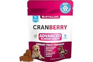 ARTULLANO Dog UTI Treatment - Cranberry Supplement & Bladder Control for Dogs - Urinary Tract Infection Incontinence Pill, Bladder Stones - UTI Medicine Treats - 70 Soft Chews for Kidney Support with Fish Oil