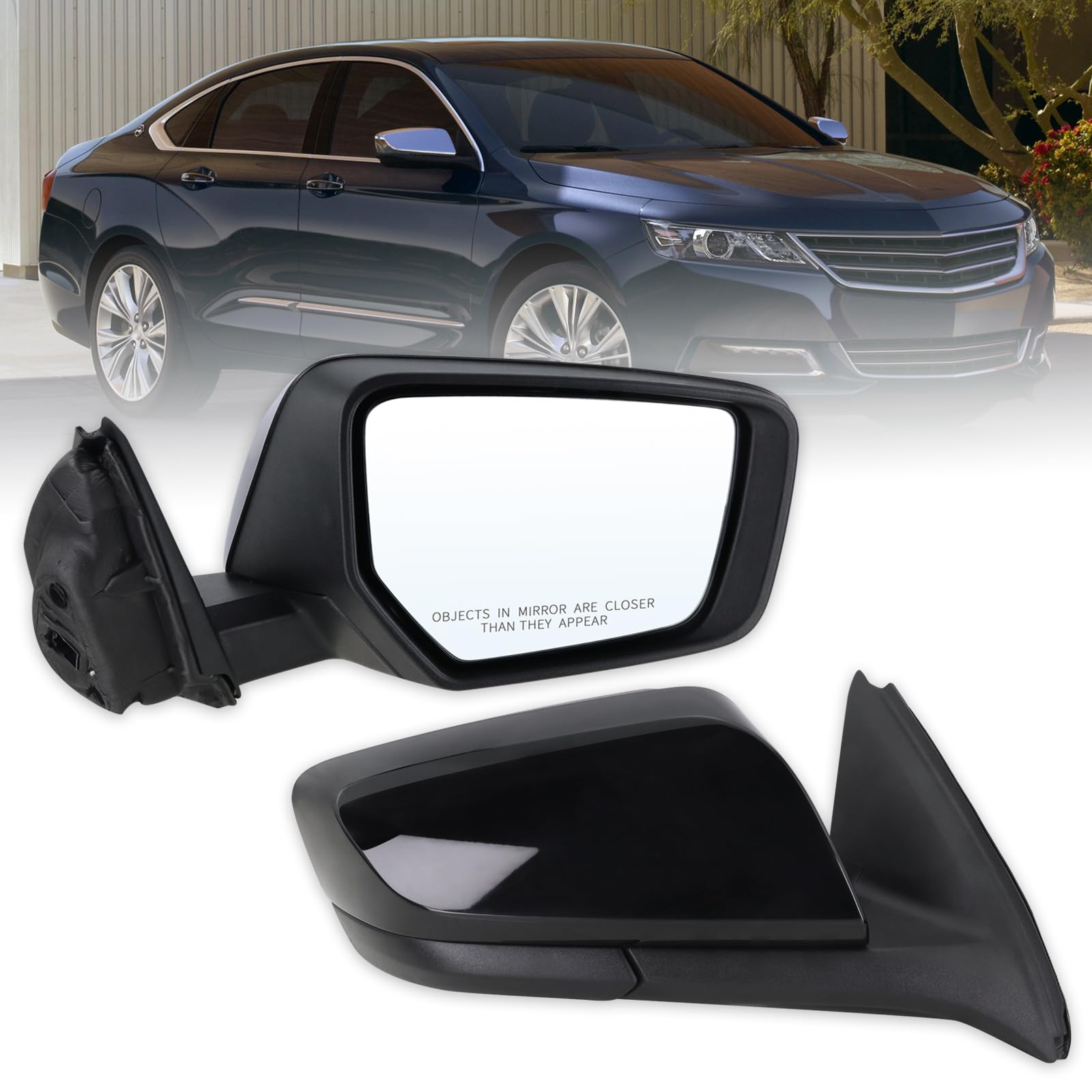 Photo 1 of Lqito Right Passenger Side Mirror Compatible With 2014 2015 2016 2017 2018 2019 Chevy Impala With Manual Folding Power Glass Black Replace#22936945(3Pins)