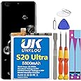 UNKLOU Galaxy S20 Ultra Battery, [Upgraded] 5800mAh Li-Polymer Replacement Battery for Samsung Galaxy S20 Ultra 5G 5G SM-G988 G988B EB-BG988ABY with Repair Replacement Tool Kit