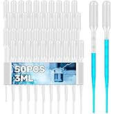MAQIHAN Pipettes Plastic Droppers 50PCS - 3ML Disposable Calibrated Transfer Pipettes Pipette Droppers for Measuring Science 