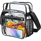 Tissting 26-50inch Adjustable Clear Bag Stadium Approved Clear Crossbody Messenger Shoulder Bag PVC Waterproof Visible,Large Capacity,Multiple Pockets,for Concerts, Sports Events