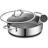 Saute Pan,Hybrid Non Stick 5 Quart Everyday Braiser pan,Chicken Fryer, PFOA Free Cookware,12 inch Deep Frying Pans with Lid,Dishwasher and Oven Safe,Works on Induction,Ceramic and Gas Cooktops