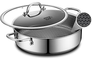 SNOWCLAD Saute Pan,Hybrid Non Stick 5 Quart Everyday pan,Chicken Fryer, PFOA Free Cookware,12 inch Deep Frying Pans with Lid,
