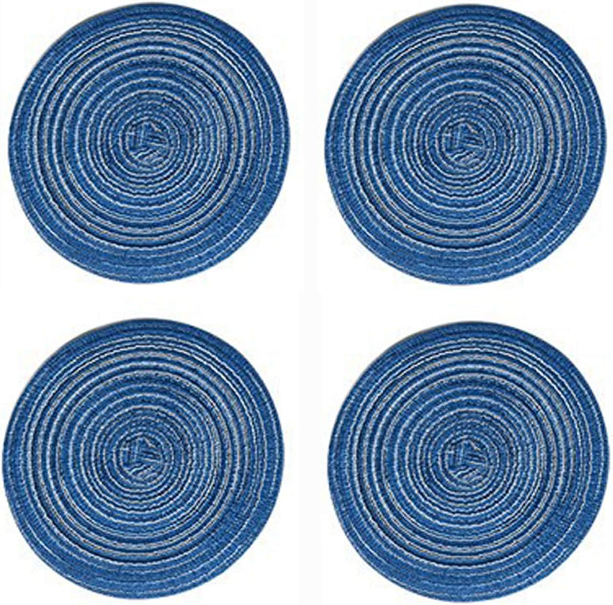 POPU Table Mats Round Placemat Braided Woven Place Mats for Kitchen Table 14 Inch Set of 4