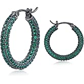 925 Sterling Silver Post Hoop Earrings for Women Gilrs Multcolors Cubic Zirconia 14K Gold Plated Chunky Silver Gold Hoop Earrings weinuo Jewelry