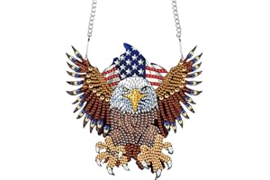 AiYuanzsh 5D Diamond Painting Ornament, Independence Day Owl Diamond Paint by Number Kits Hanging Pendant with Chain for Independence Day Home Wall Window Decor, Adults DIY Art Craft