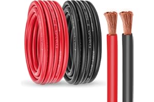 Kimbluth 8 Gauge Battery Cable Copper Wire, 10FT Red+10FT Black 8 AWG Welding Cable Standard USA OFC Wire for Automotive, Battery, Solar, Marine and Generator