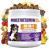 40 in 1 Dog Vitamins and Supplements 200Ct Dog Multivitamin Chewable, Immunity Support Multivitamin Vitamins with Turkey Tail Mushroom, Skin & Coat, Mobility, Gut & Heart Health, Hip & Joint Support