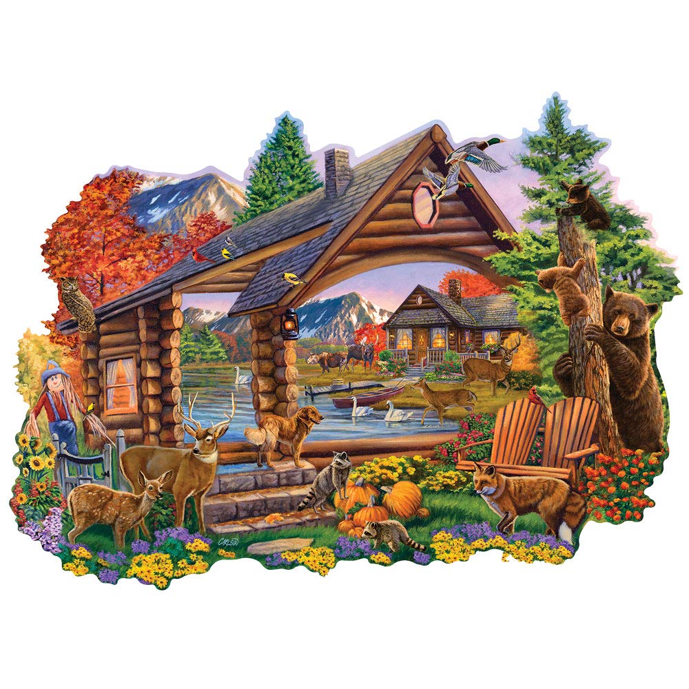 Bits and Pieces - Autumn Retreat 750 Shaped Piece Jigsaw Puzzles for Adults - Jigsaws by Artist Cory Carlson