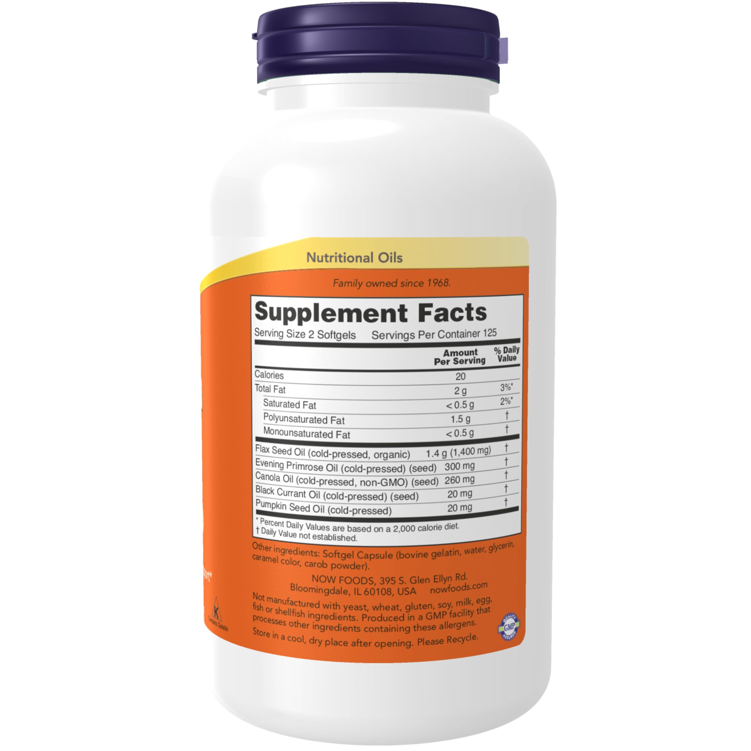 NOW Supplements, Omega 3-6-9 1000 mg with a blend of Flax Seed, Evening Primrose, Canola, Black Currant and Pumpkin Seed Oils, 250 Softgels