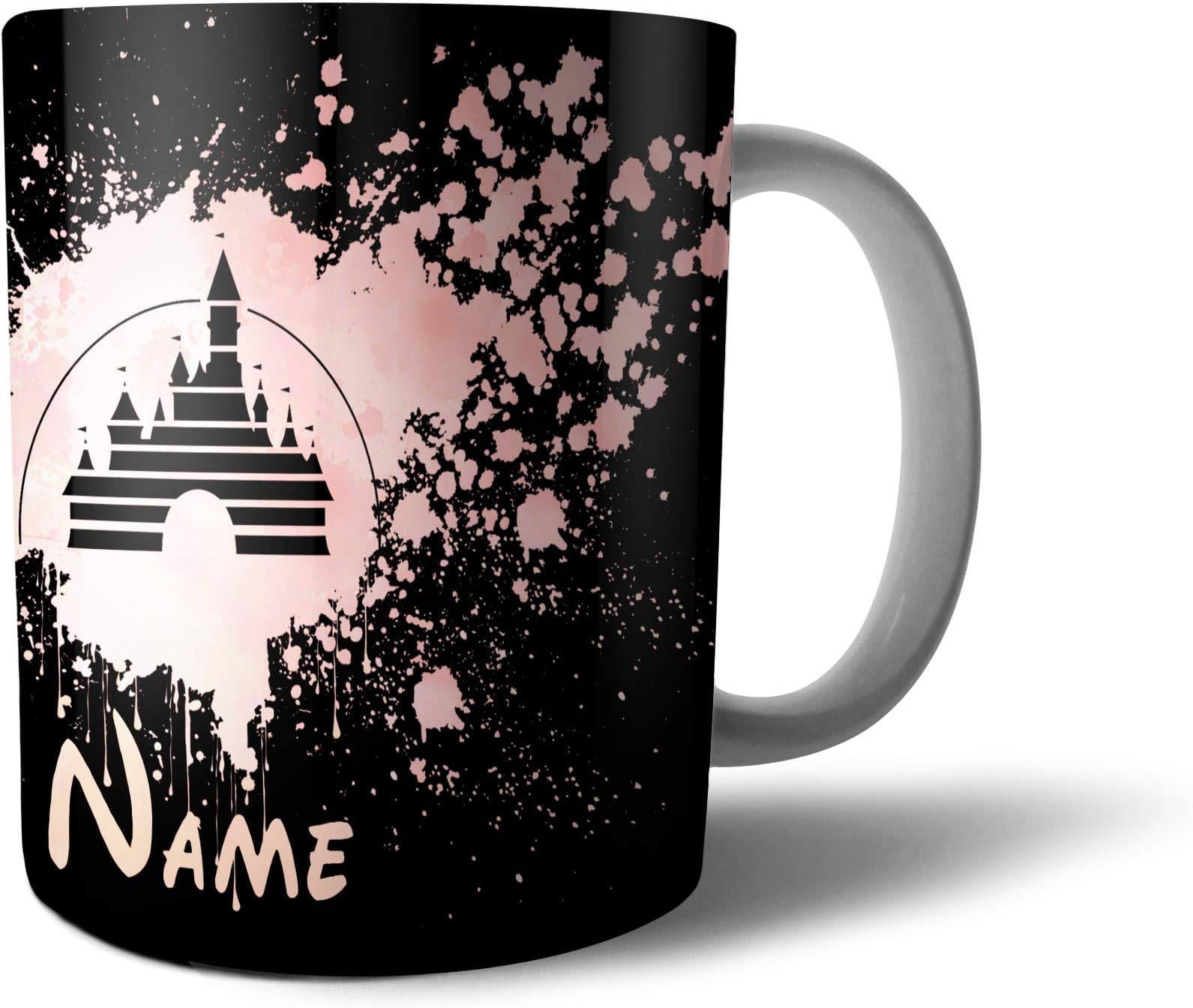 Personalised Name Initials Disney Castle Watercolor 10 oz Tea Coffee Mug Cup MugAT01P (10 OZ, Design 1)