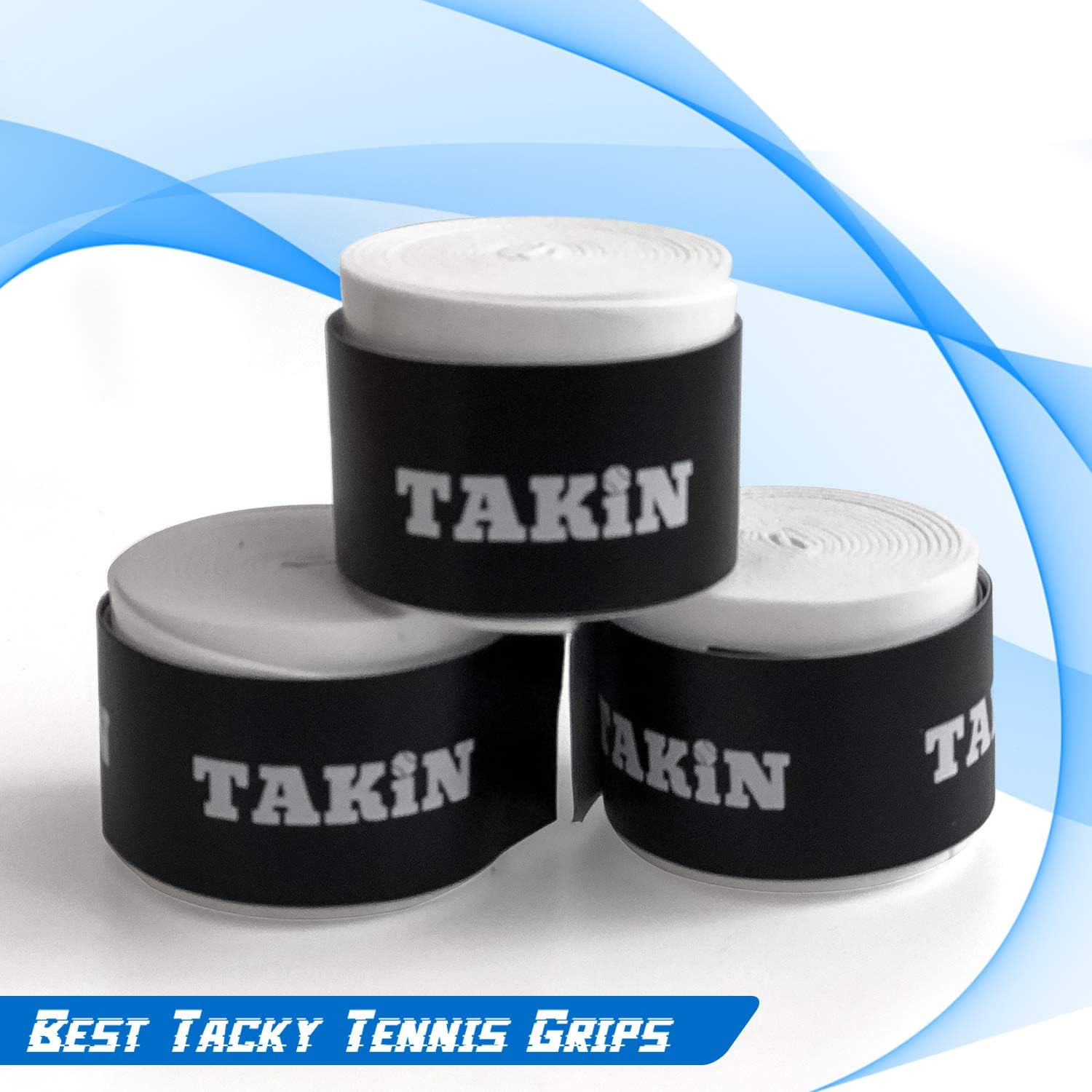 Takin Best Tacky Tennis Grips - Absorbent Over Grip for Tennis Racquet Handle - White Tennis Racket Grip Tape Replacement for Rackets - 3 Pack Overgrips and Overwraps : Sports & Outdoors